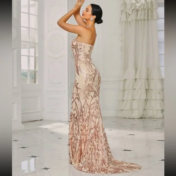 Luxe mermaid hem tube sequins dress